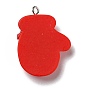 Opaque Resin Pendants, with Platinum Tone Iron Loops, Christmas Theme, Gloves
