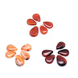 Pendentifs en forme de larme en agate naturelle teinte, 21~26x14~18x4~5mm, trou: 1 mm, 5 perle / Chapelet