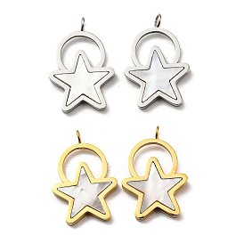 304 Stainless Steel Shell Pendants, Star Charms
