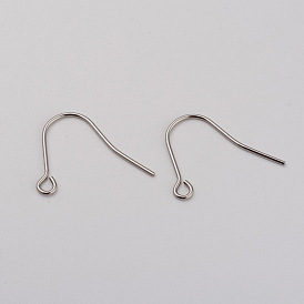 316L Surgical Stainless Steel Earring Hooks, Ear Wire, with Horizontal Loop