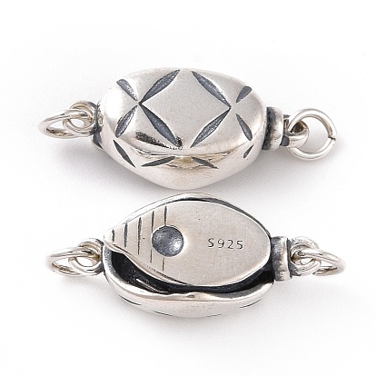 925 Sterling Silver Bayonet Clasps, Oval