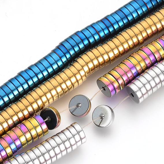 Electroplate Non-magnetic Synthetic Hematite Beads Spacers Strands, Heishi Beads, Flat Round/Disc