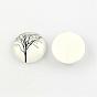 Glass Cabochons, For DIY Projects, Half Round/Dome with Tree Pattern, 25x6mm
