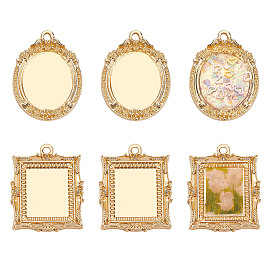 CHGCRAFT 6Pcs 2 Style Baroque Style Retro Photo Frames, Alloy Small Family Photo Frame, for Home Decoration, Oval, Rectangle
