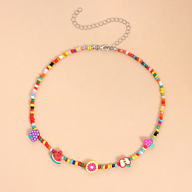Colorful Fruit Bead Necklace for Women - Fashionable and Cute Lemon Watermelon Jewelry