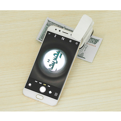Clip plástico del teléfono móvil de la lupa del claro de la alta ampliación del ABS, Con lente acrílica óptica y luz led., para la carga usb