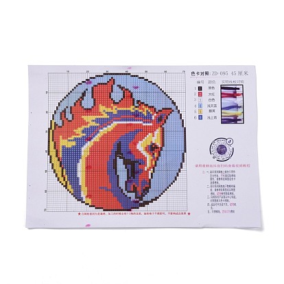 Kit de tapis à crochets ronds plats, kits de fil de crochet de tapis de bricolage, y compris le tampon de broderie de section d'écran d'impression couleur, aiguille, paquet de laine acrylique