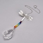 Crystal Ceiling Fan Pull Chains Chakra Hanging Pendants Prism, with Cable Chains, Dragonfly