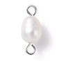 Connecteurs de liens de perles d'eau douce de culture naturelle, avec 304 accessoires en acier inoxydable, riz