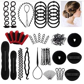 Professional Hair Styling Kit with Bun Maker, Hair Pins and Flower Clips Set