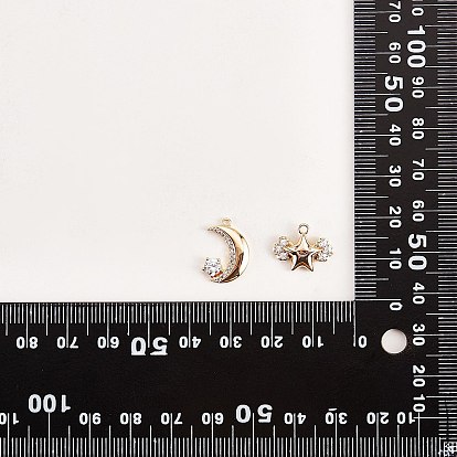10 pcs 2 pendentifs en laiton micro pavé de zircone cubique de style, étoiles et la lune