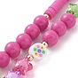 Round & Star Acrylic Beaded Mobile Phone Lanyard Wrist Strap, Cute Phone Charm Polymer Clay Disc Phone Anti-Lost Chain for Women Girls