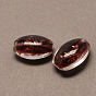 Perles au chalumeau de sable d'or faites à la main , ovale, 26x17x10mm, Trou: 2mm
