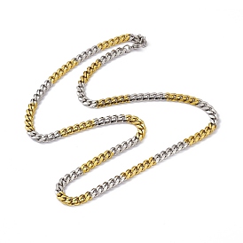 201 Stainless Steel Cuban Link Chain Necklace with 304 Stainless Steel Clasps for Men Women