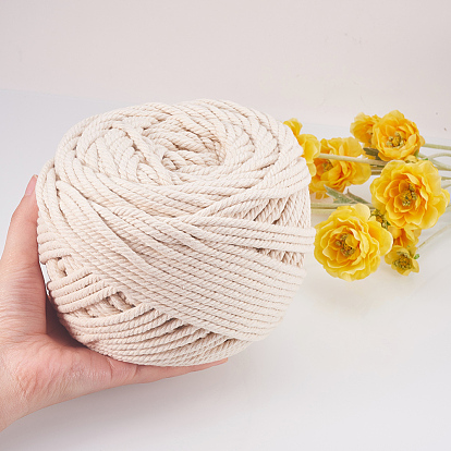 Macrame Cotton Cord, Twisted Cotton Rope, for Wall Hanging, Plant Hangers, Crafts and Wedding Decorations