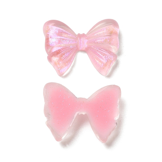 Transparent Epoxy Resin Cabochons, Bowknot with Glitter Powder