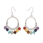 Natural & Synthetic Mixed Gemstone Chandelier Earrings, 7 Chakra 304 Stainless Steel Jewelry for Women