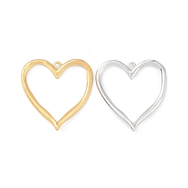 Matte Rack Plating Brass Pendants, Heart Charms, Long-Lasting Plated, Cadmium Free & Lead Free