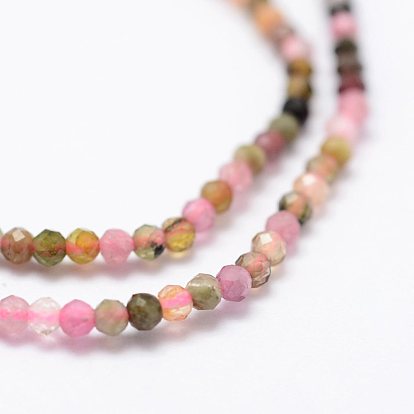 Natural Tourmaline Beads Strands, Faceted, Round