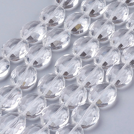 Perles en verre, brins de perles de cristal, facette, ovale