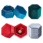 Nbeads 4pcs 4 boîte à bijoux en velours de couleurs, avec du lin et du cuir PU, pour boîte à bagues et colliers, hexagone