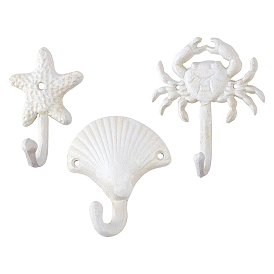 Железные крючки в стиле океана, крючки для полотенец, настенные украшения орнаменты, краб, морская звезда и морская звезда