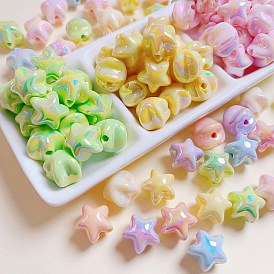 Perles en plastique plaquées UV, étoile irisée