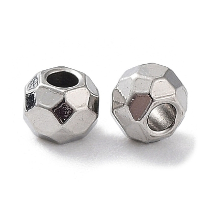 201 Stainless Steel Spacer Beads, Faceted Round