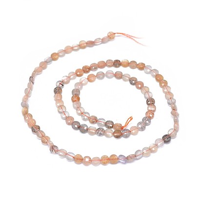 Natural Multi-Moonstone Beads Strands, Faceted, Flat Round