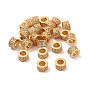 Brass Rhinestone European Beads, Large Hole Beads, Long-Lasting Plated, Column with Flower