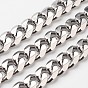 304 Stainless Steel Cuban Link Chains, Chunky Chains, Curb Chains, Unwelded, with Spool, Faceted, 11x4mm