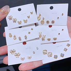 925 Silver Cat Eye Zircon Stud Earrings - Elegant and Minimalistic Jewelry Set