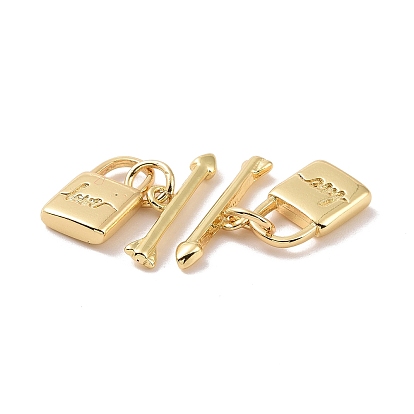 Rack Plating Brass Toggle Clasps, Long-Lasting Plated, Cadmium Free & Lead Free, Lock & Arrow