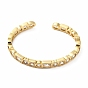 Brazalete abierto con forma de corazón y rectángulo de circonita cúbica, joyas de latón chapado en oro real 18k para mujer, sin plomo y el cadmio