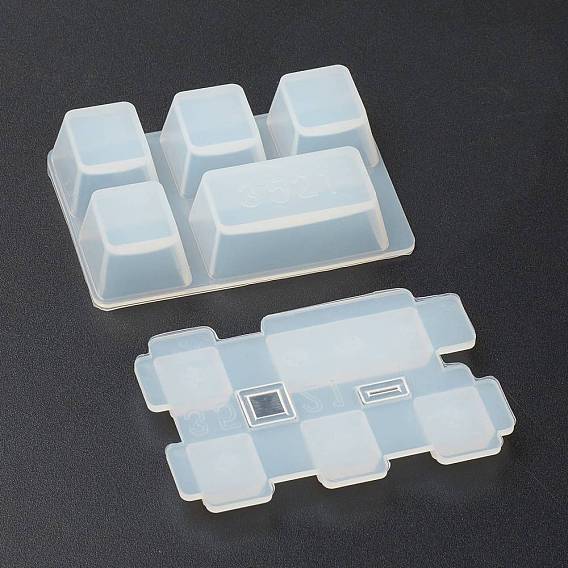 DIY molde de silicona para teclas de retroceso, con tapa, moldes de resina, para resina uv, fabricación artesanal de resina epoxi