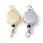 Alloy Badge Reels, Retractable Badge Holder, with Split Ring, Flat Round