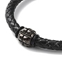 Leather Braided Round Cord Bracelet, with 304 Stainless Steel Magnetic Clasps & Beads for Men Women