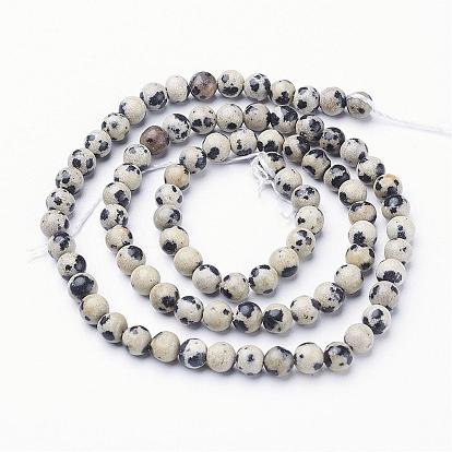 Naturelles dalmate jaspe perles brins, ronde
