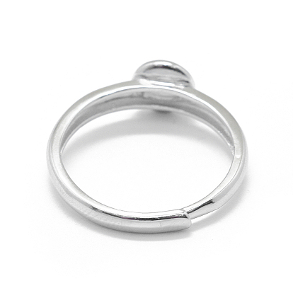 Adjustable 925 Sterling Silver Finger Ring Components, For Half Drilled Beads