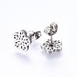 304 Stainless Steel Jewelry Sets, Stud Earrings and Pendant Necklaces, Flower