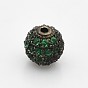 CZ Brass Micro Pave Grade AAA Lime Green Color Cubic Zirconia Round Beads, Cadmium Free & Nickel Free & Lead Free