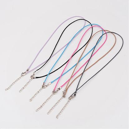 Korean Waxed Polyester Cord Necklace Making, with Alloy Lobster Clasps and Iron Chain Extender, 18.1 inch , 1.5mm