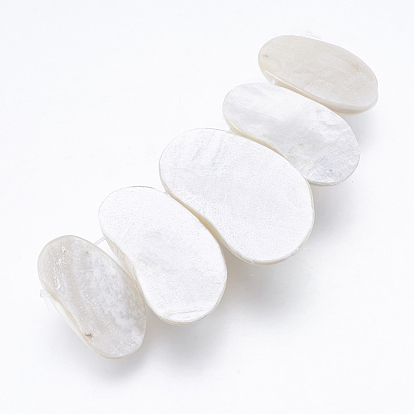 Perles naturelles de coquillages blancs, brins de perles en nacre, ovale