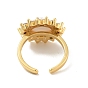 Sol de zirconia cúbica con anillo abierto de mal de ojo con acrílico, joyas de latón chapado en oro real 18k para mujer, sin plomo y cadmio