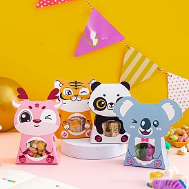 Boîtes en forme d'animaux en papier, avec fenêtre transparente, boîte d'emballage de bonbons biscuits cadeaux