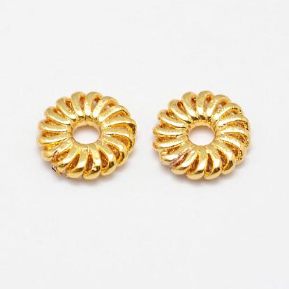Brass Spacer Beads, Long-Lasting Plated, Real 18K Gold Plated, Flower