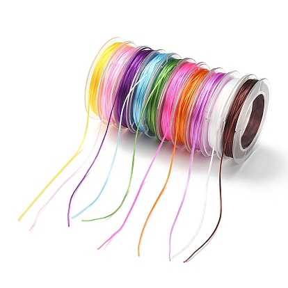 10 rouleaux 10 jeu de cordes en cristal élastique plat couleurs, fil de perles élastique, pour la fabrication de bracelets élastiques
