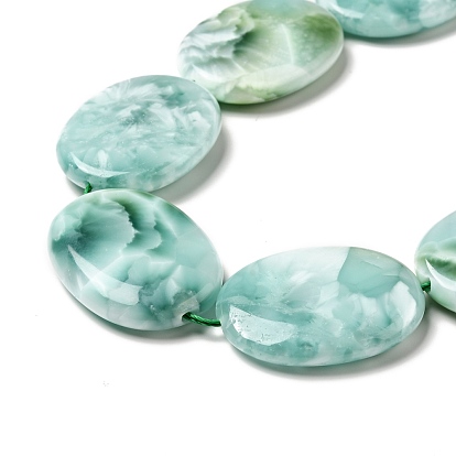 Natural Glass Beads Strands, Grade AB+, Egg, Aqua Blue