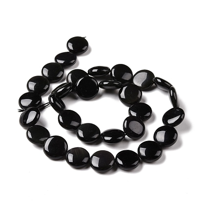 Obsidienne naturelle perles brins, plat rond
