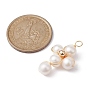 Califique los colgantes de perlas naturales de agua dulce, Amuletos cruzados envueltos en alambre de cobre chapado en oro claro ecológicos